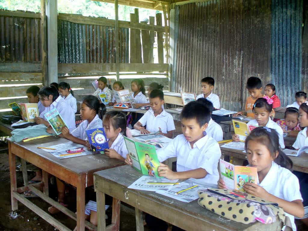 1200px silent reading time in a lao school