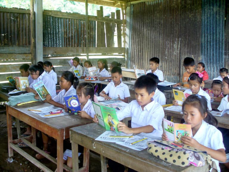 1200px silent reading time in a lao school