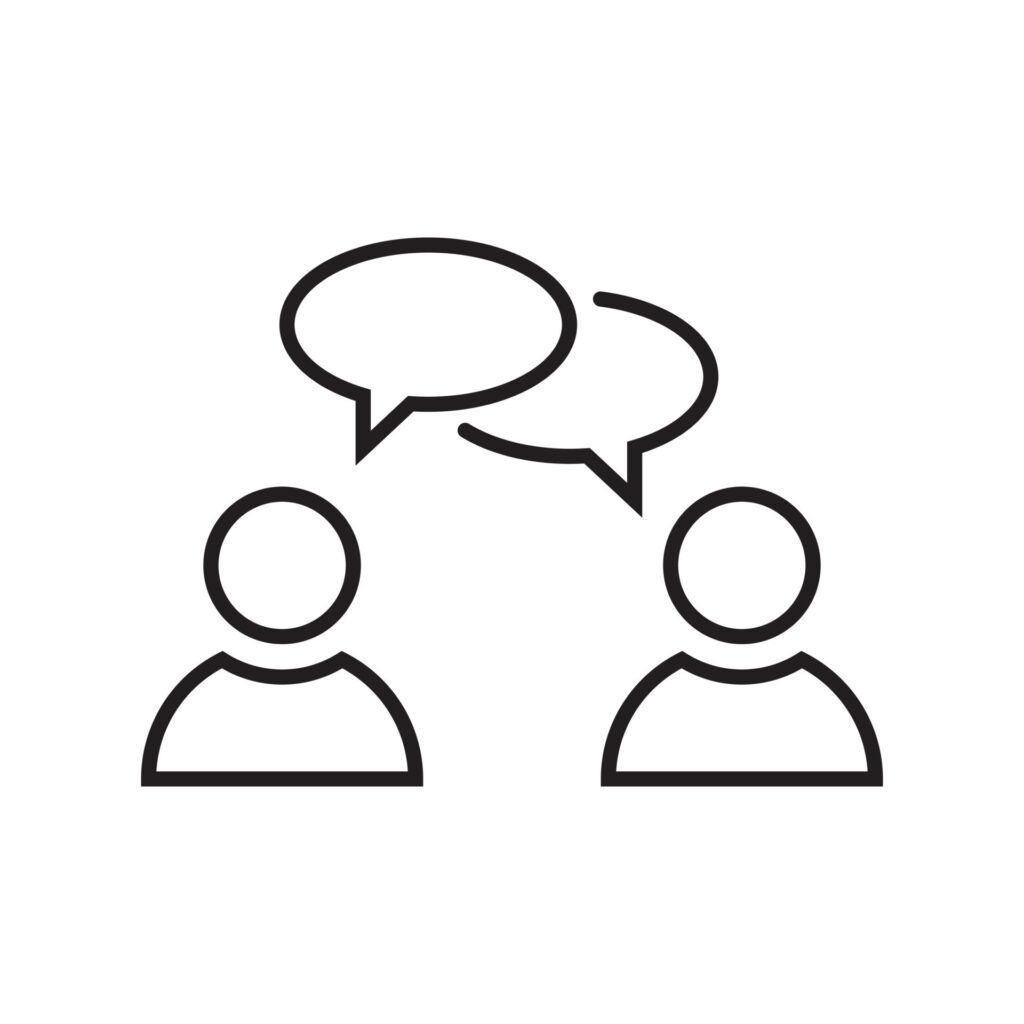 Talk people icon in line style conversation discussion sign symbol vector